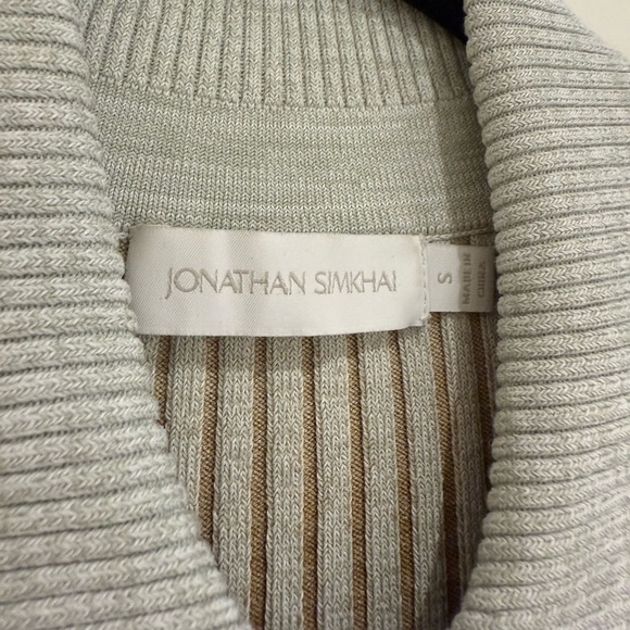 Jonathan Simkhai Allyson Striped Ribbed Polo Zip-Up Sweater - Picture 2 of 5